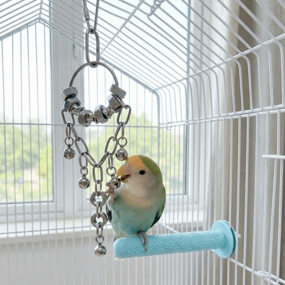 Wear-resistant Metal Bird Chain Bells Toys Bite Resistant Bird Cage Hanging Toy Small Medium Birds