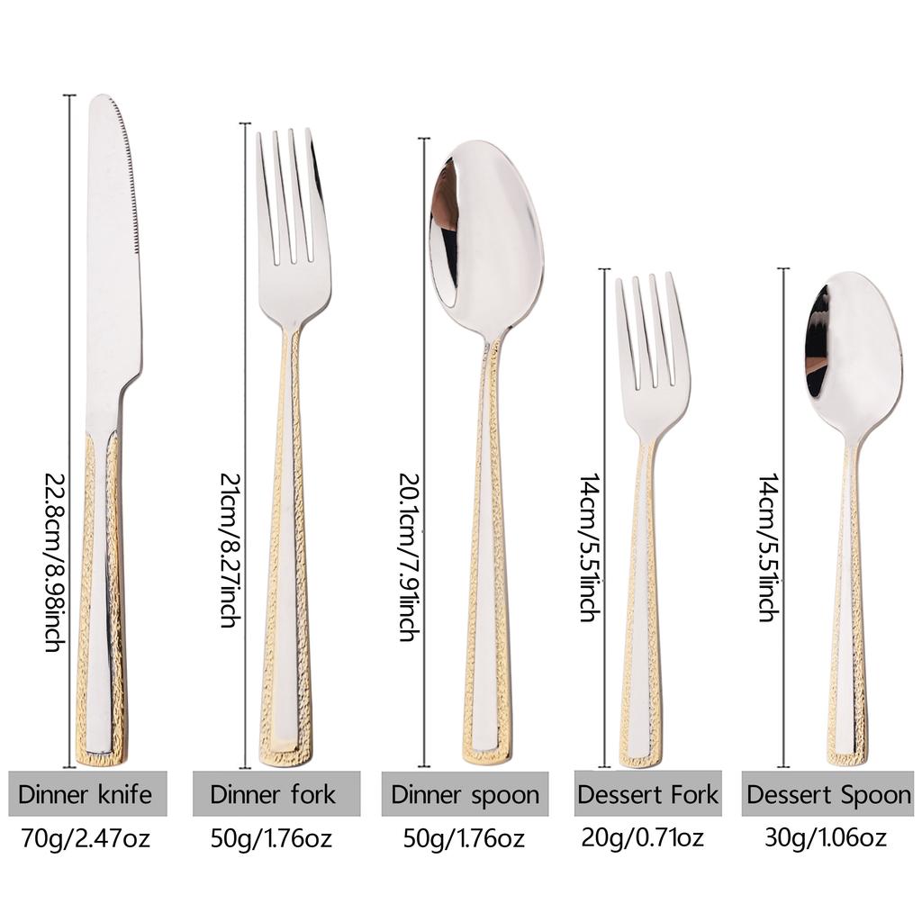 4/5pcs Gold Embellishment Handle Cutlery Set Shiny Stainless Steel Dinnerware Set Knife Cake Fork Coffee Spoon Flatware