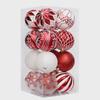 Christmas Decorations Set of 16: Red & White Special-Shaped Painted Ball Ornaments for Tree Pendants