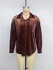 Retro Lapel Velvet Cardigan Shirt for Women - Long Sleeve, Autumn/Winter Collection 2026, European and American Style.