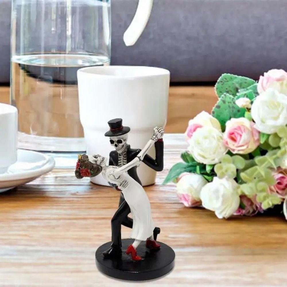 Decorative Dance Skeleton Figurine Resin Sugar Skull Couple Statue  for Halloween