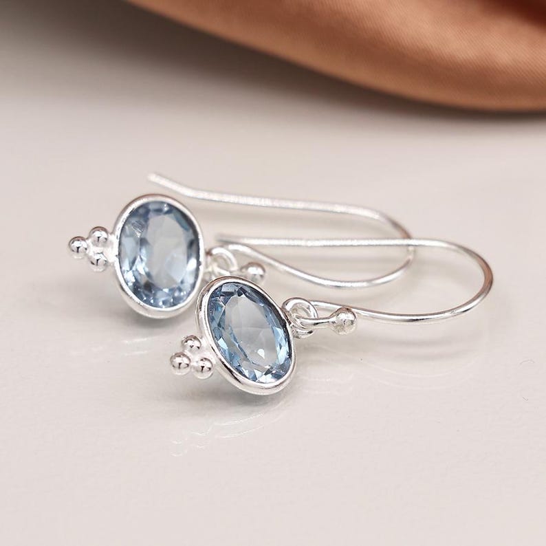 Blue Topaz Gemstone 925 Silver Handmade Designer Earring Drop Earring Gift For Her Statement Earrings