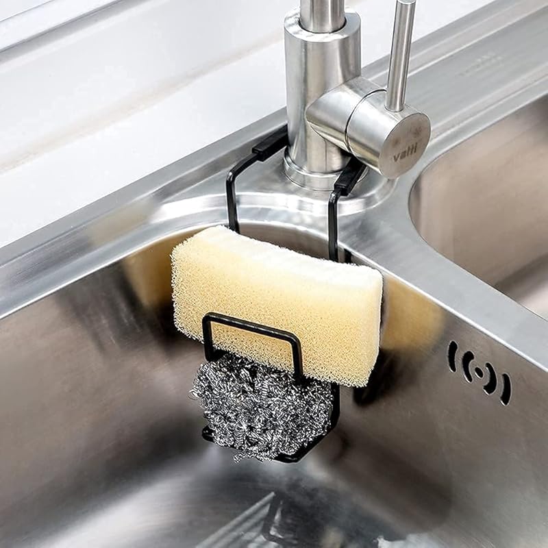 Sink Caddy Sink Sponge Holder - Faucet Rack Shower Tray - Kitchen and Bathroom Metal Organizer Hanging Fix Around Faucet