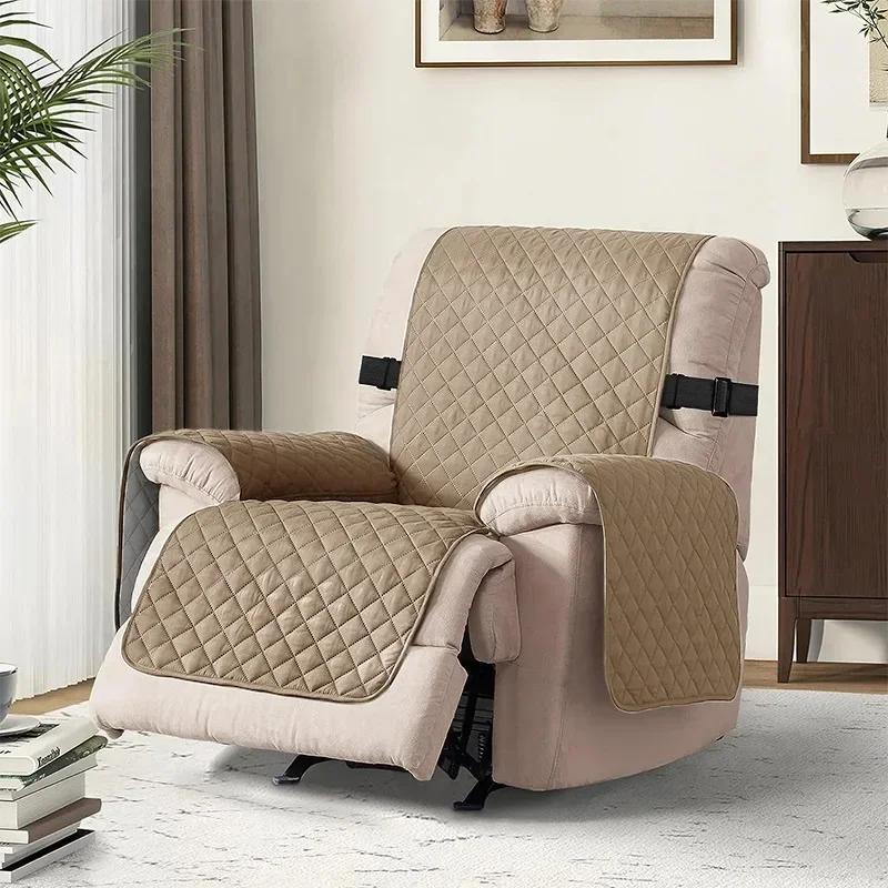 1 Seater Water Repellent Quilted Recliner Sofa Cover Pets Dog Kids Recliners Mat Non-slip with Elastic Strap Armchair Protector