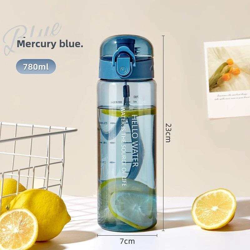 26oz/780ml Clear Water Bottle Reusable BPA Free Leak proof Plastic Water Bottle with Carrying Strap Suitable for Travel Fitness