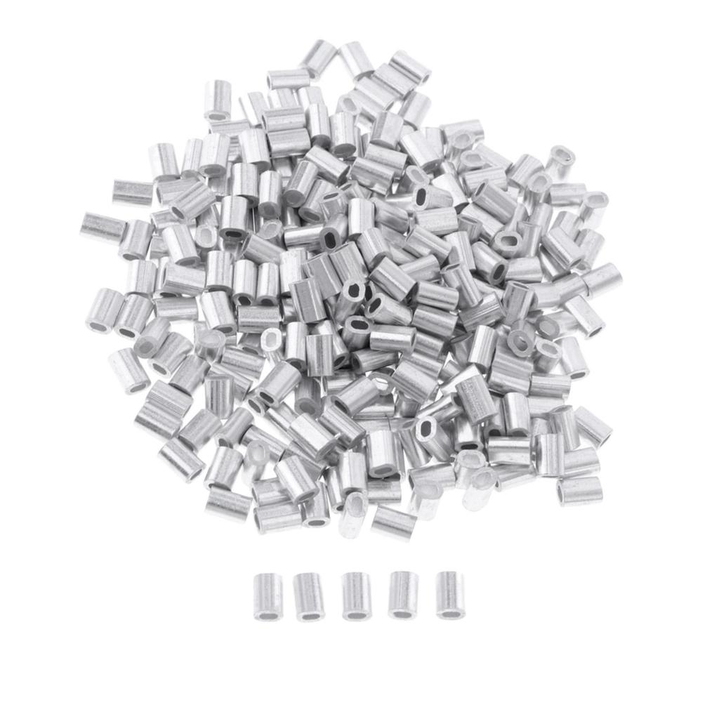 100 Aluminum Double Sleeves for Cable Connection, Fishing Line Clamps And Repair Accessories.