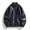 Stand Collar Workwear, Leather Jacket, Men's Autumn and Winter Casual Motorcycle Suit, Leather Jacket