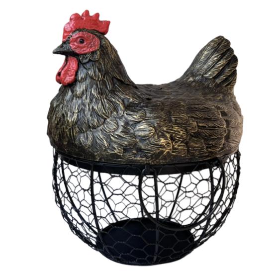 

Hen Storage Basket Black Metal Mesh Anti-Rust Egg Holder Decorative Durable Farmhouse Egg Basket for Kitchen Dining Table чёрный