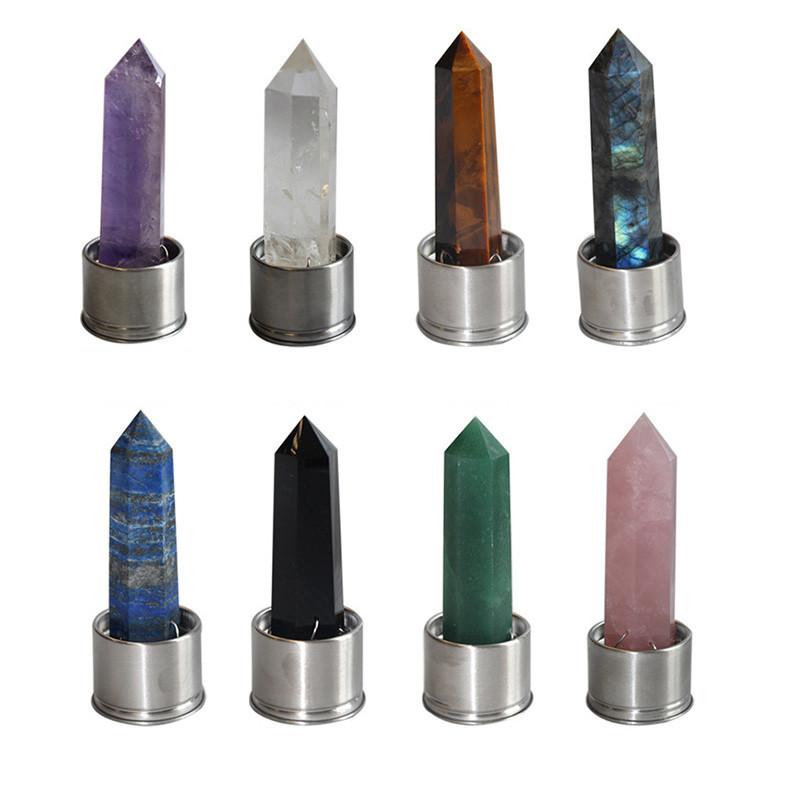 Elixir Crystal Quartz Water Bottle Natural Obelisk Point Wand Reiki Rock Healing