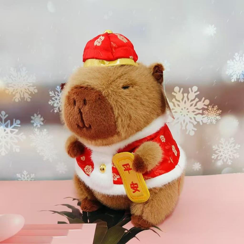 Kawaii New Year Party Christmas Decoration Cute Capybara Plushies Xmas Hat Tree Candy Cane Decor Capi Plush Soft Toys Gift
