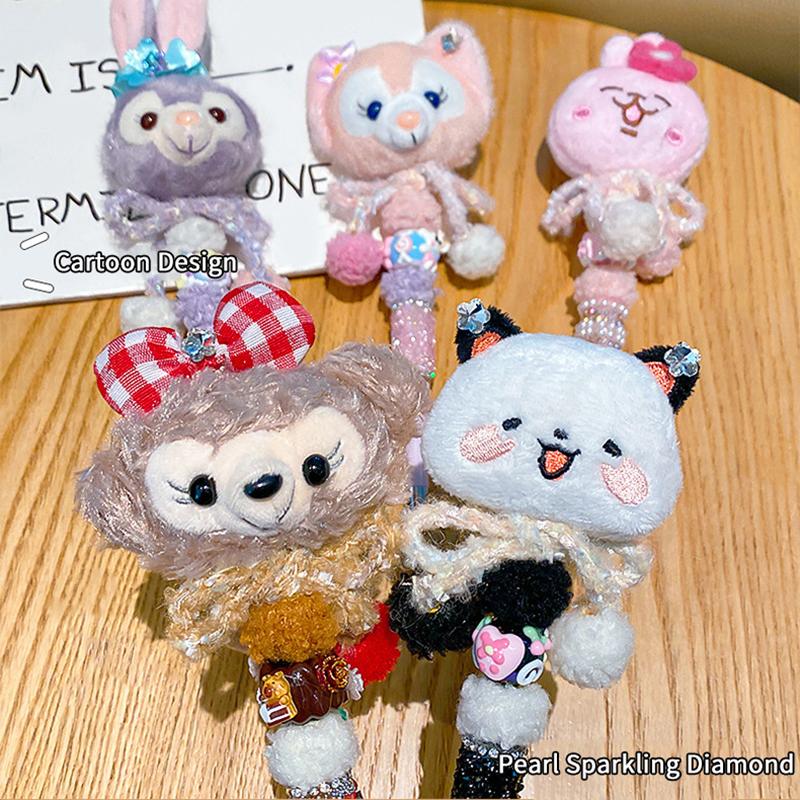 Kawaii Cartoon Pen Cute Bead String Pen  Flash Diamond Rotating Neutral Pen Writing Smooth Ballpoint Pen Birthday Gift