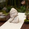 Mini Figurine de Bouddha Fabriquée à la Main Résine Sable Statue Zen Sculpture Décorative de Méditation Ornement Feng Shui pour Maison Bureau Tableau de Bord de Voiture