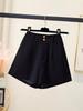 Women's White High-Waisted Wide-Leg Suit Shorts - Summer Petite Loose A-Line Hot Pants