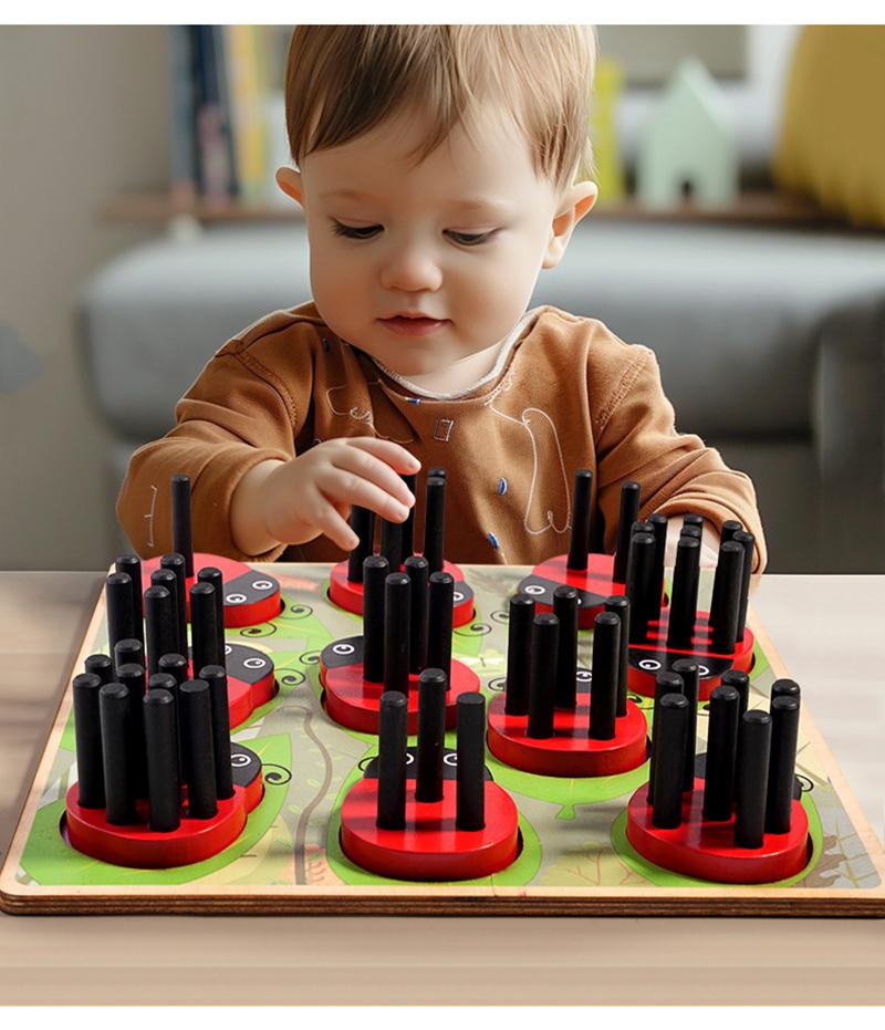 Ladybug Stick Counting Game Montessori Math Toys for Toddlers Learning Numbers and Quantities Matching Sensory Educational Toys