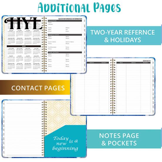 Small And Portable Planner 2025-2026 Jul 2025 - Jun 2026 12 Month Daily Weekly Monthly Exquisite Workmanship Calendar Floral Print Spiral Binding