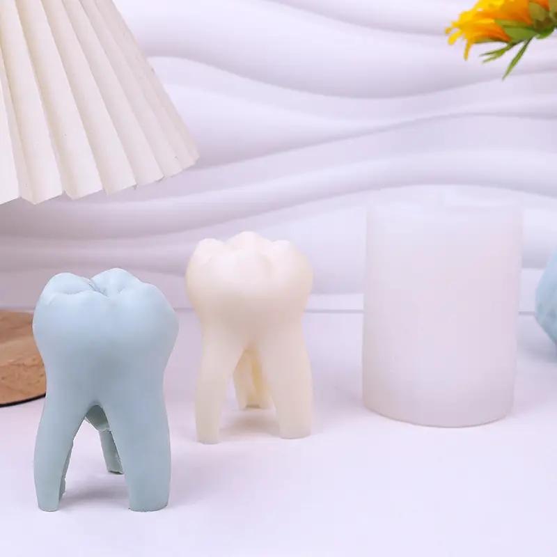 1Pcs 3D Teeth Shape Aromatherapy Candle Silicone Mold Plaster Ornament Decoration Cake Baking Creative Fondant Silicone Mold
