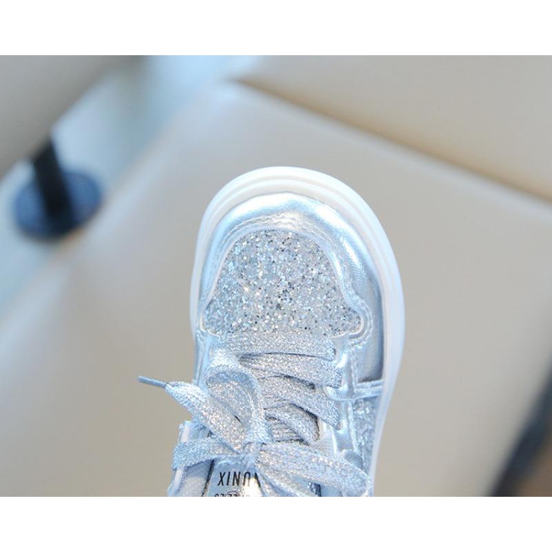 Children’s Sneakers, Spring/Autumn New Arrival, Girls’ Casual Shoes with Sequins, Korean Style Boys’ Skate Shoes, Soft-Soled Baby Flats