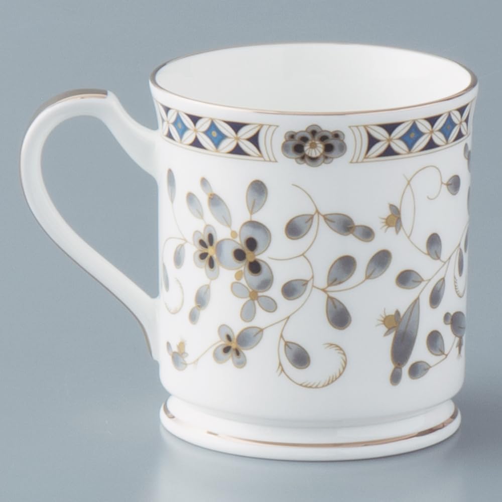 NARUMI Mug Black Milano 330cc Black Floral Pattern Plum Blossom Chintz Style Day Present Made In Japan Gift Box Included Mother's 52443-2530