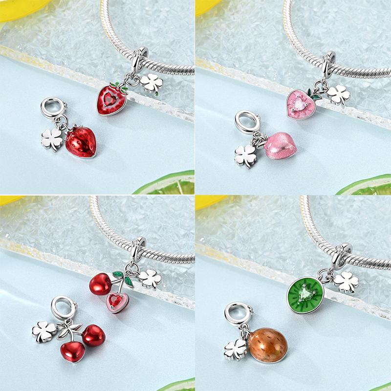 Authentic Charm Bead Charms Bead Charms Copper Strawberry Peach Cherry Pendants New York Paris Architecture Dangle Ideal For Women Gifts