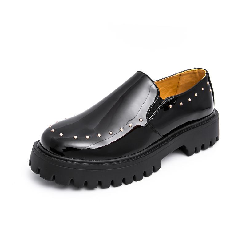 Fashion Lacquer Leather Men's Shoes Trendy Minimalist Black and White Style Fashion Party Daily Office Work Outdoor Street Shoes New