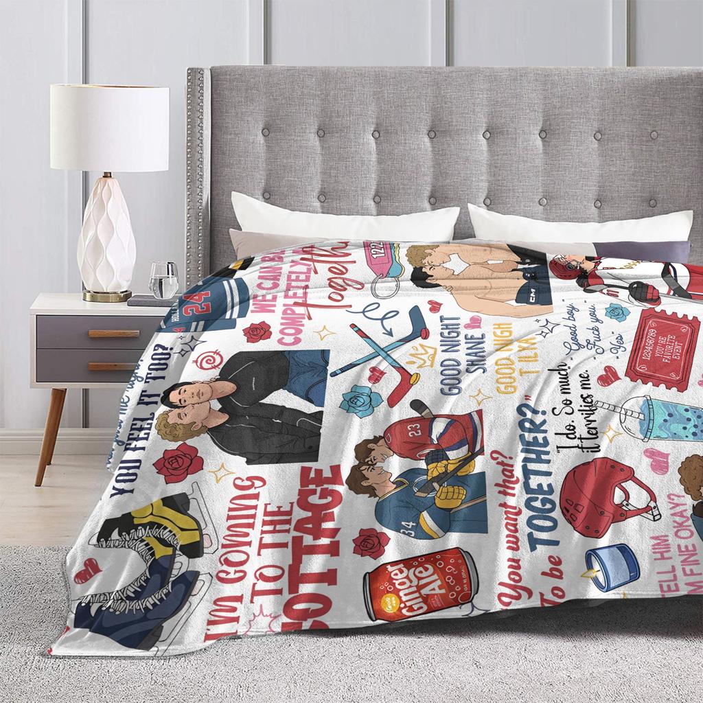 Heated Rivalry Knitted Blankets Cute Hollanov Flannel Throw Blankets Summer Air Conditioning Decoration Soft Warm Bedspreads