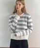 Ourhope Multi-Stripe Round Neck Cardigan - Ivory