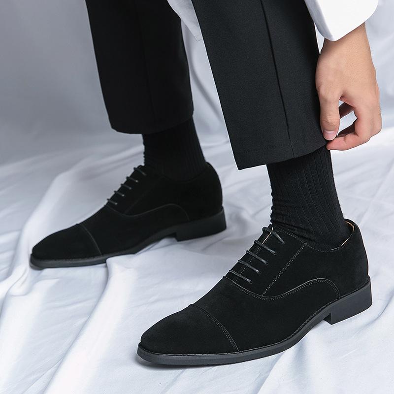 Large size matte leather three joints pointed business dress leather shoes size 38-48 groom wedding shoes men