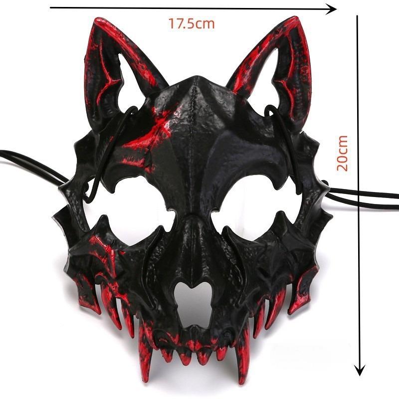Blood Half-Face Mask Men Dragon Tiger Wolf Mask Horror Halloween Costume Props Skeleton Carnival Mask Party Cosplay Prop