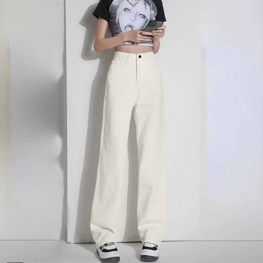 Versatile Personality Straight Jeans Women's Spring and Autumn New Korean Version Ins Showing Thin Temperament Wide-leg Mopping Denim