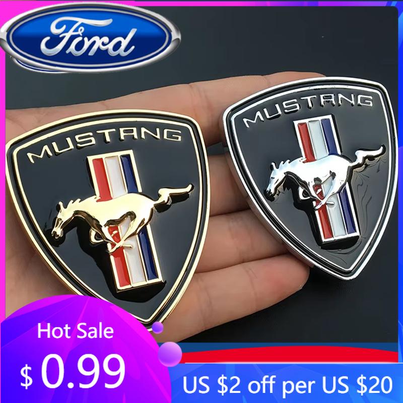 New 2026 Car Sticker For Ford 1Pcs 3 Colors 6 * 7.5 Cm Metal Car Sticker For  Mustang Ford Shelby GT Logo Badge Car Body Fender