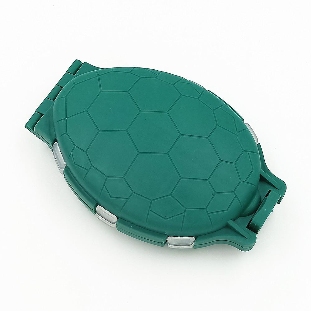 

Мини-коробка для рыболовных снастей с 10 сетками — портативное пластиковое хранилище для рыболовных крючков и вертлюгов, дизайн в форме зеленой черепахи. turtle-shaped зелёный