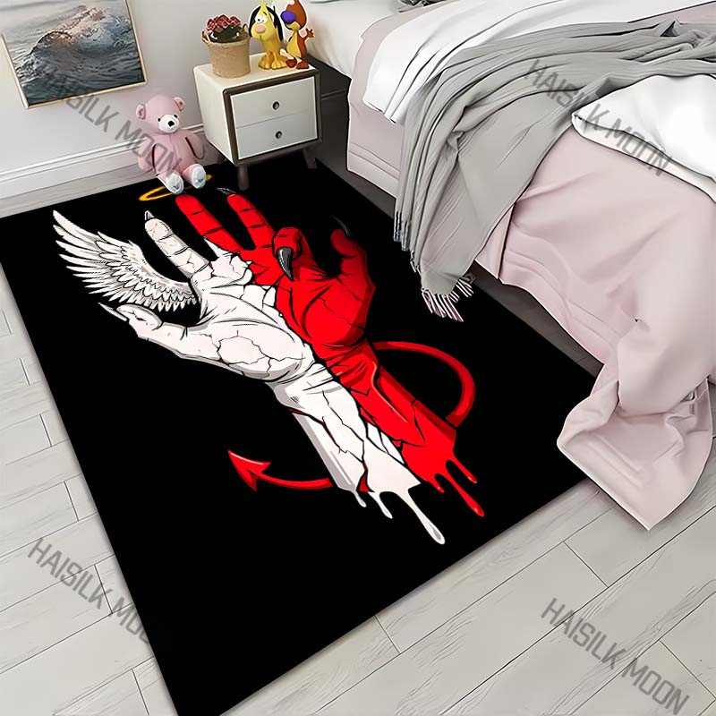 Creative Angels and Devils Hands Print Carpet for Living Room Bedroom Bedside Floor Mat Cloakroom Sofa Area Rugs Luxury Gifts