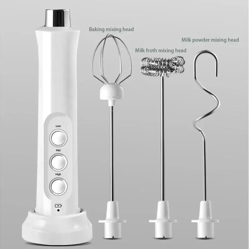 Handheld Electric Milk Frother 3 In 1 Milk Foam Maker Rechargeable 3 Speeds Adjustable Electric Foam Maker Tools Mini Milk Mixer