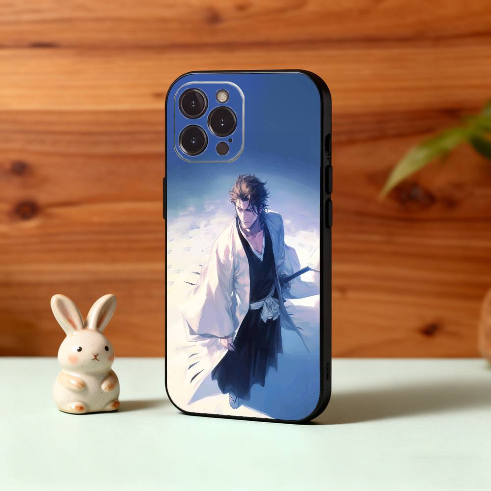 B-Bleach Anime Aizen Phone Case For iPhone17,16,15,14,13,12,Plus,Pro Max, 5G Others Soft Black Cover