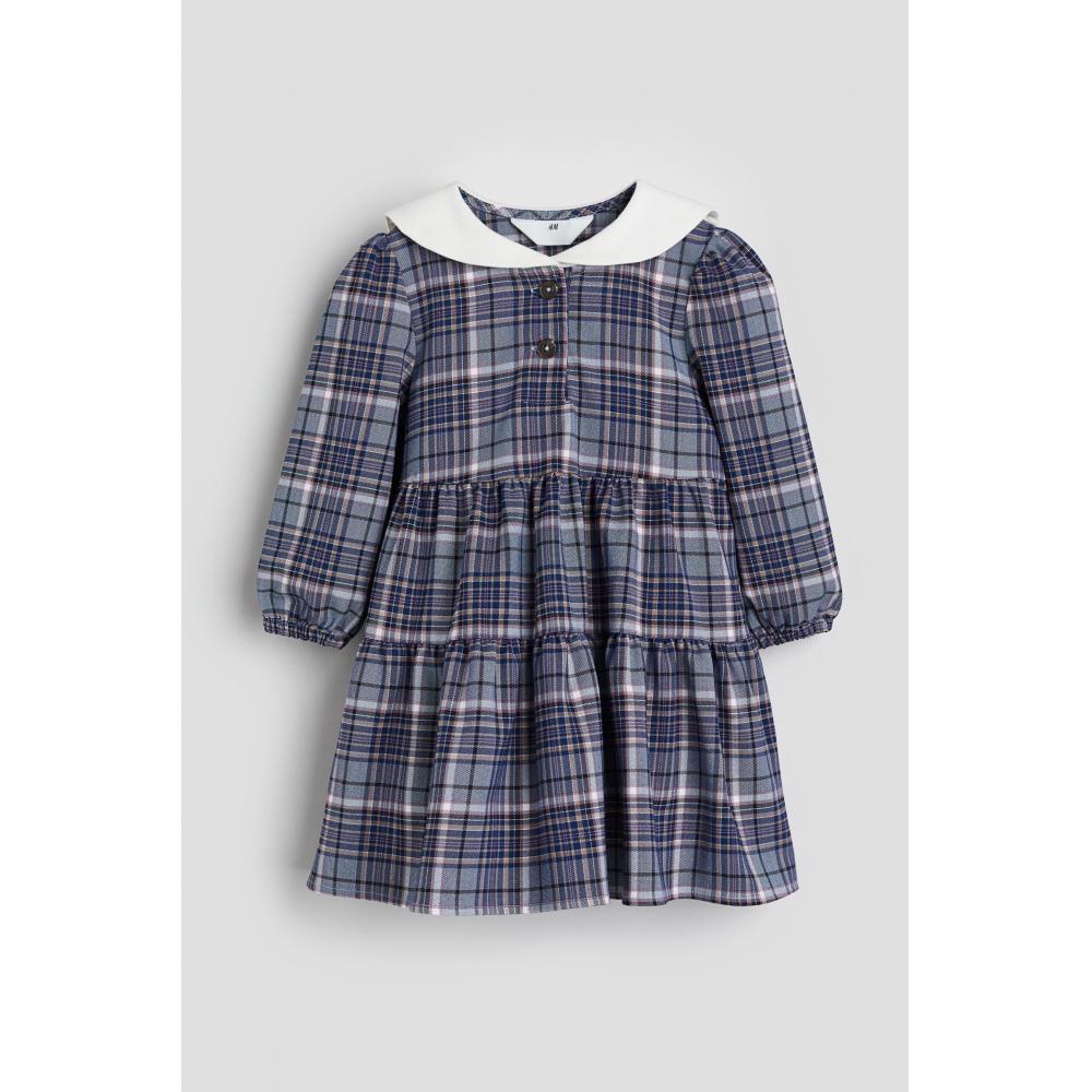 

Платье с воротником HM синее в клетку