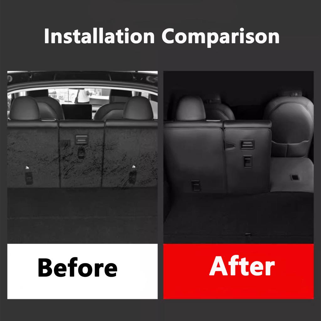 For Tesla Model Y Juniper 2025-2026 Rear Seat Back Cover Leather Backrest Protector All Weather Split Cargo Liner Anti-dirty Pad