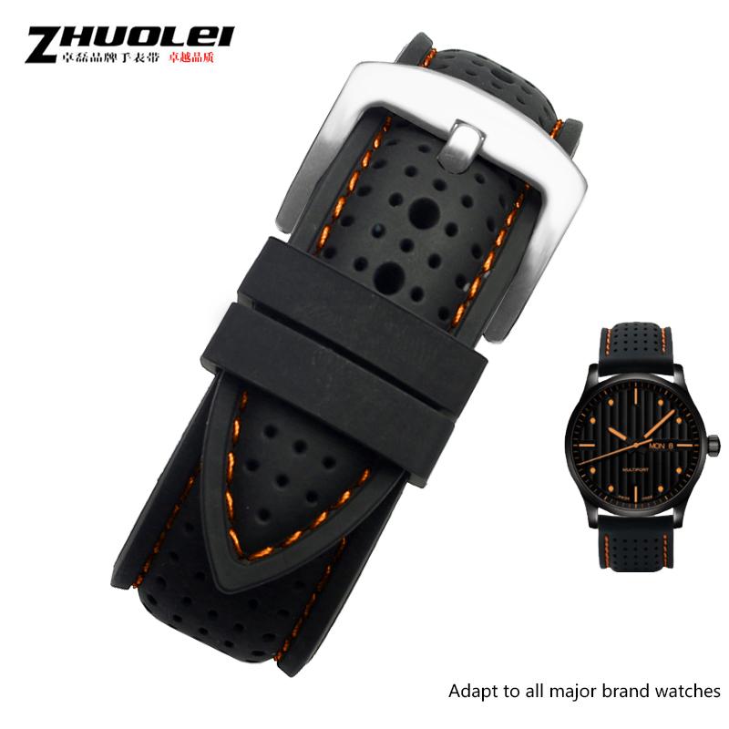 Neues atmungsaktives Silikon-Sportarmband für hua-wei Sam-sung Armband 20mm 22mm Gummiband für Mido- T-issot O-mega Zubehör