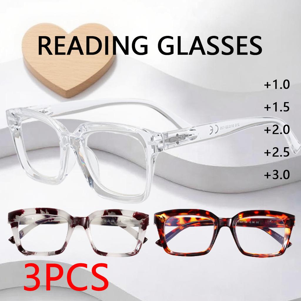 3PCS Unisex Reading Glasses Set Blue Light Blocking High-Quality Lenses Tortoiseshell Leopard Print Frame +1.0 to +3.0 Diopter