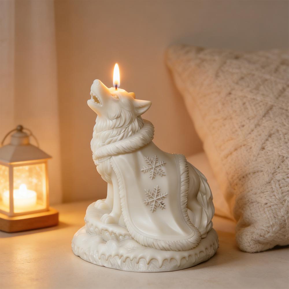 Gypsum Clay Mold Vivid Aromatherapy Candle Mold Cloak Wolf Dog Candle Mold Realistic For Candle Making Home Decoration Resin