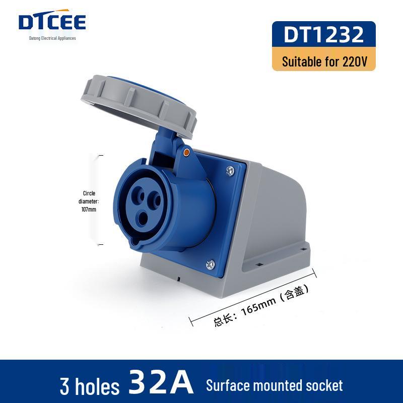 Second Gen IP67 Industrial Aviation Socket Connector 16A/32A, 3-Core/4-Core/5-Core, Non-Explosion-Proof