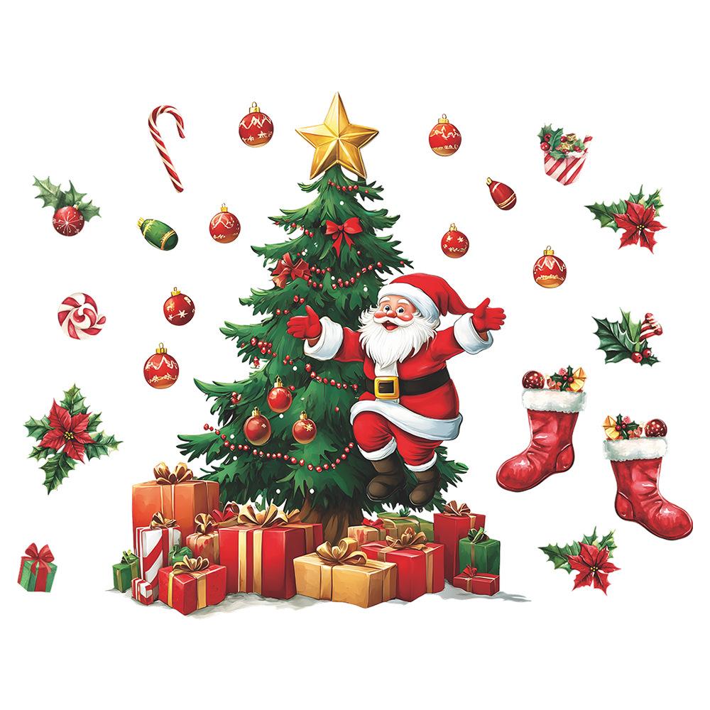 Christmas Tree Santa Claus Candy Gift Box Refrigerator Decorative Background Beautify Wall Stickers