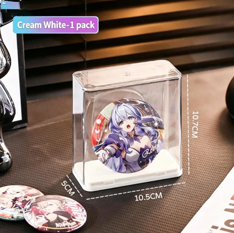 Creative Acrylic Badge Display Rack Stackable Dust Proof Badge Organizer Transparent Desktop Storage Box Badge Collection