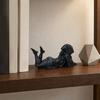 Stable Base Figurine Hooded Laying Lady Reaper Figurine, 3D Printed Gothic Dark Fantasy Sculpture, Soft Decoration Sculpture Black Robed Women