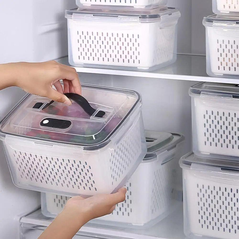 800/1700/3150ML Double-layer Storage Box Large Capacity Fridge Freezer Box