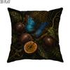 1pc 2D Flat Throw Pillow Covers Tropical Theme Blue Butterfly Passion Fruit Dark Leaves Vintage Style Blue Brown Green Soft Velvet Washable Pattern Pi