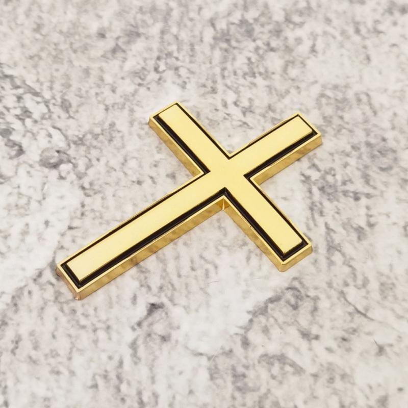 Raised Crosses Car Emblem Metal Decoration Weather Resistant Adhesive Sticker Decal for Vehicles Tailgate