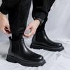 mens casual chelsea boots original leather shoes business office dress cowboy platform ankle boot black stylish short botas male