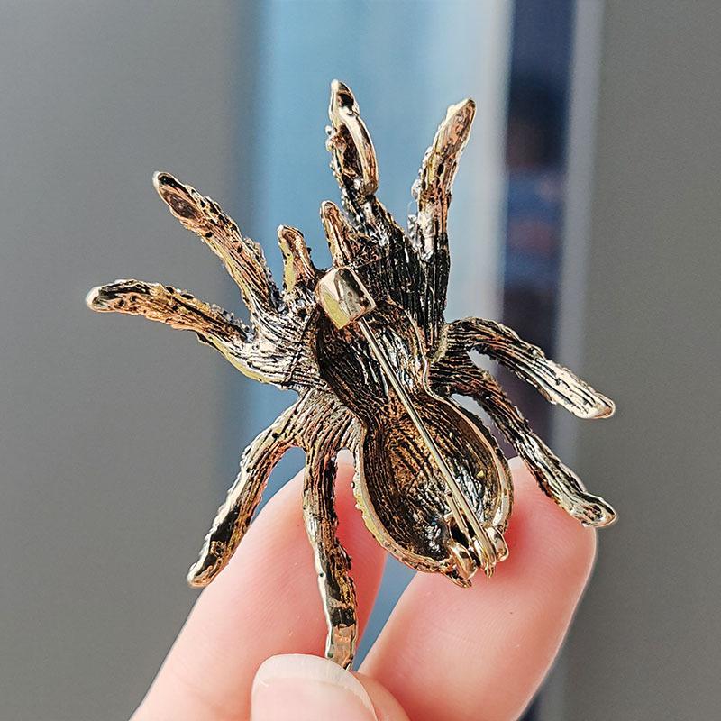 Broches de araña con diamantes de imitación retro para mujer y hombre, broches de insectos exagerados a la moda, alfileres de animales, joyería para oficina y fiesta, regalo.