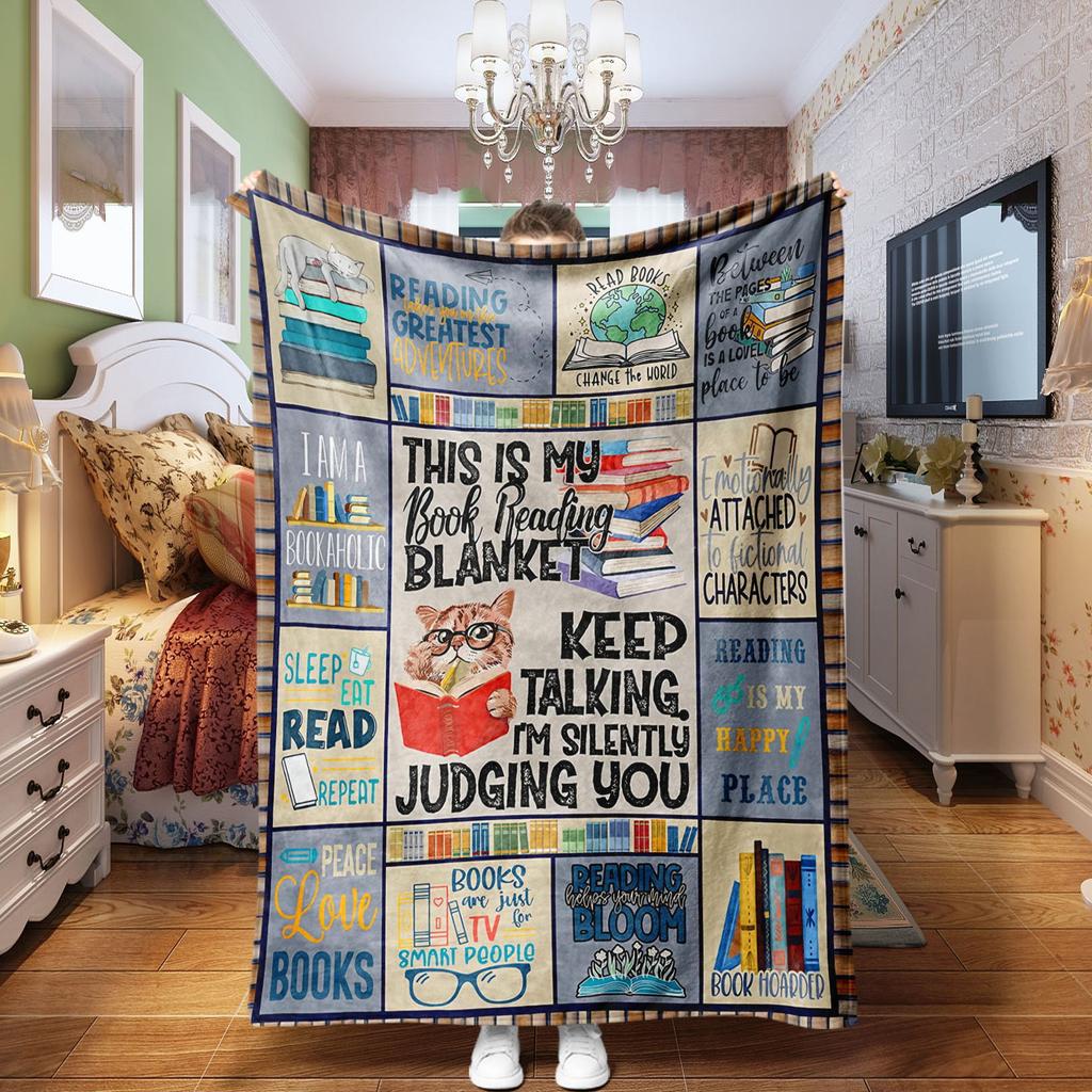 Family Message digital-printed polyester Bedroom velvet flannel soft sofa cover blanket Fleece soft sofa cover blankets for beds