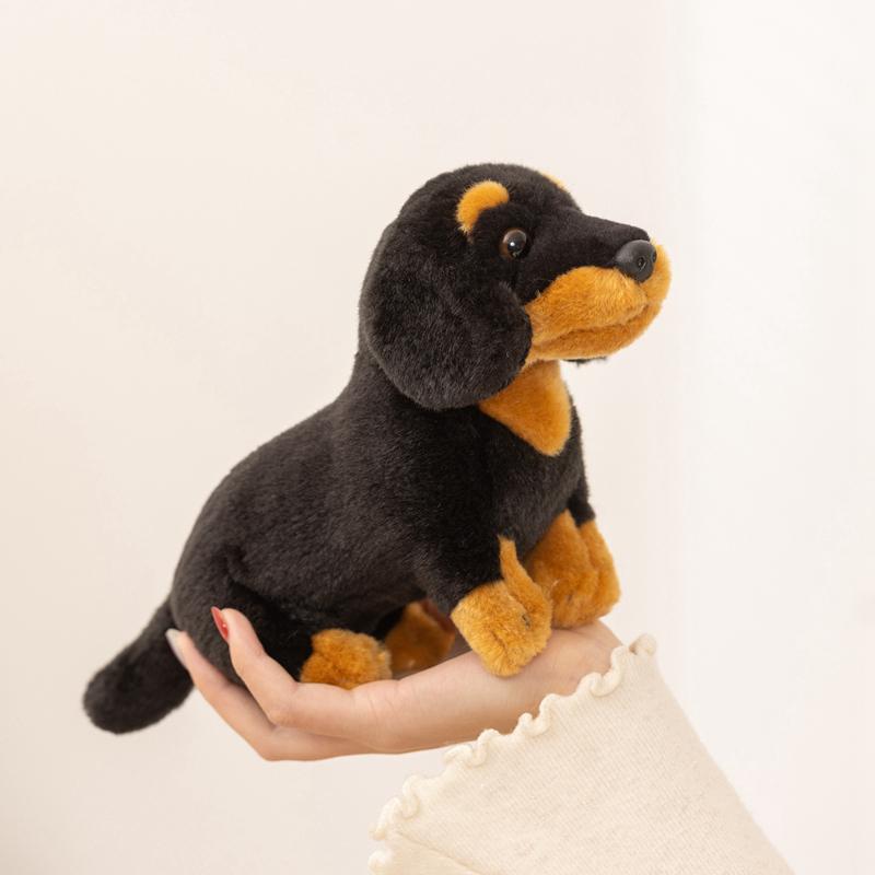Simulation Dachshund Dog Plush Toy Stuffed Short Legs Puppy Animal Standing Plushie Appeasing Birthday Gift